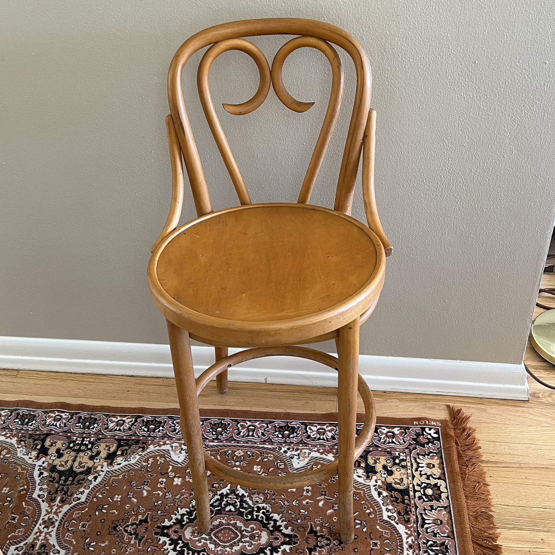 Vintage Distressed MCM Bentwood Counter Stool Chair