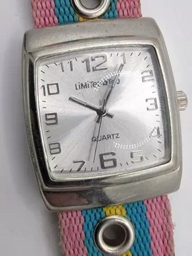 Vintage Limited Too Silver Watch canvas straps women's #24123 new battery