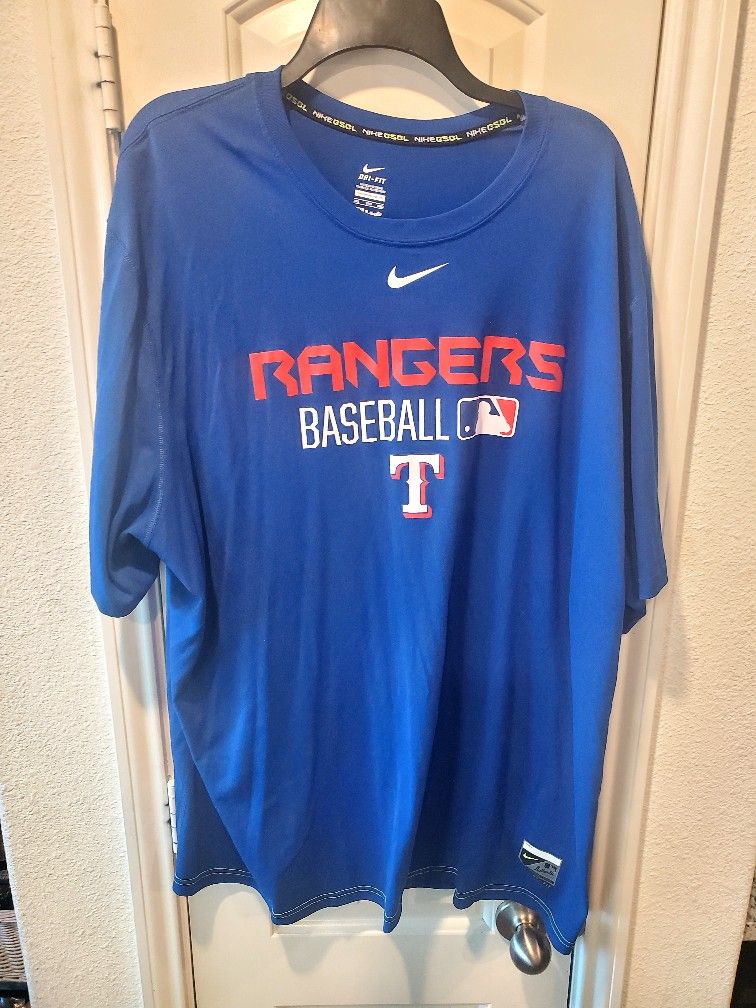 Nike tee Texas Rangers Baseball top blue red white short sleeves sz 3 XL