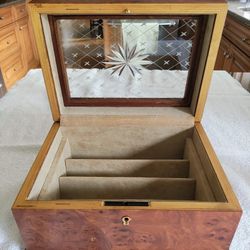Agresti Brierwood Watch Jewelry Box with Lead Crystal Lid