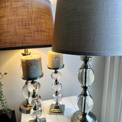 Set De Lámparas Y Porta Velas De Cristal. 