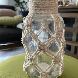 Decorative Glass Vase with Macrame