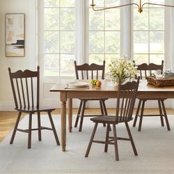 Set of 4 Espresso Solid Wood Dinning Chairs