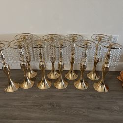 Gold With Crystal Tall Table Center Pieces 