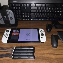 Nintendo Switch OLED With 2 Spare Joy-Con And Accessories 