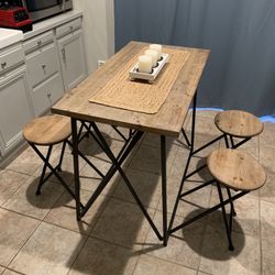 Compact Folding Table With built In Stools