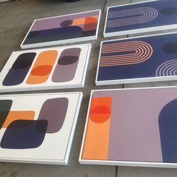 6 modern abstract framed artwork