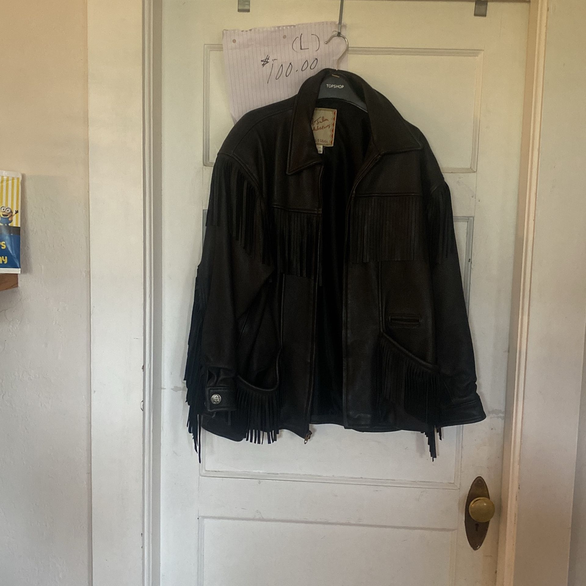 Leather Fringe Jacket Size large