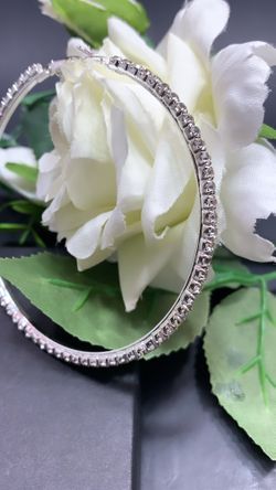 Gold Plated 86mm Circle Rhinestone Hoop Earrings, Silver and Gold Color (2 Pairs)