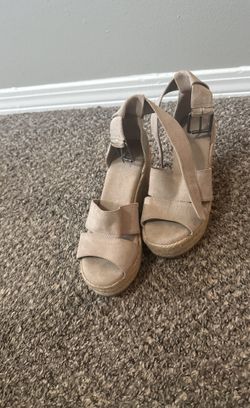 Women's Caroline Microsuede Ankle Strap Espadrille Wedge Pumps - Universal Thread Light Gray 10