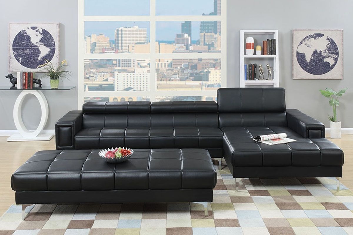 Black Sectional Sofa - Ottoman Sold Separate 