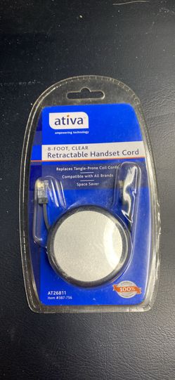 Ativa 8 Foot Clear Reatracble Handset Cord