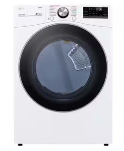 7.4 cu. ft. Large Capacity Vented Smart Stackable Electric Dryer with Sensor Dry, TurboSteam, Extra Cycles in White