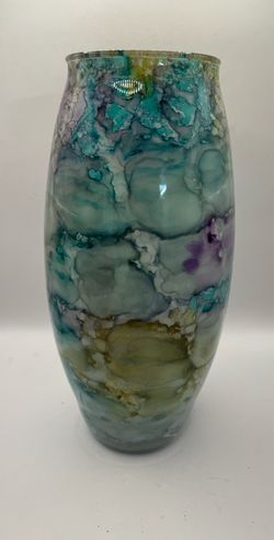 Glass Vase Teal Purple