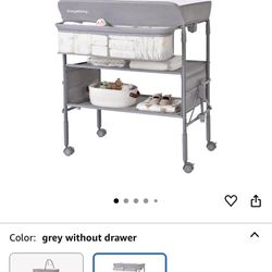 Baby Changing Table with Wheels, Maydolly Portable Foldable Changing Table, Waterproof Diaper Changing Station, Adjustable Height Changing Station