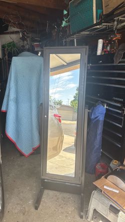 Freestanding Full-Length Mirror with Cabinet