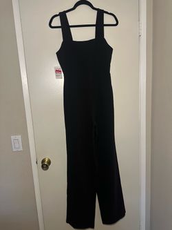 Good American Black Wide-Strap Wide-Leg Jumpsuit