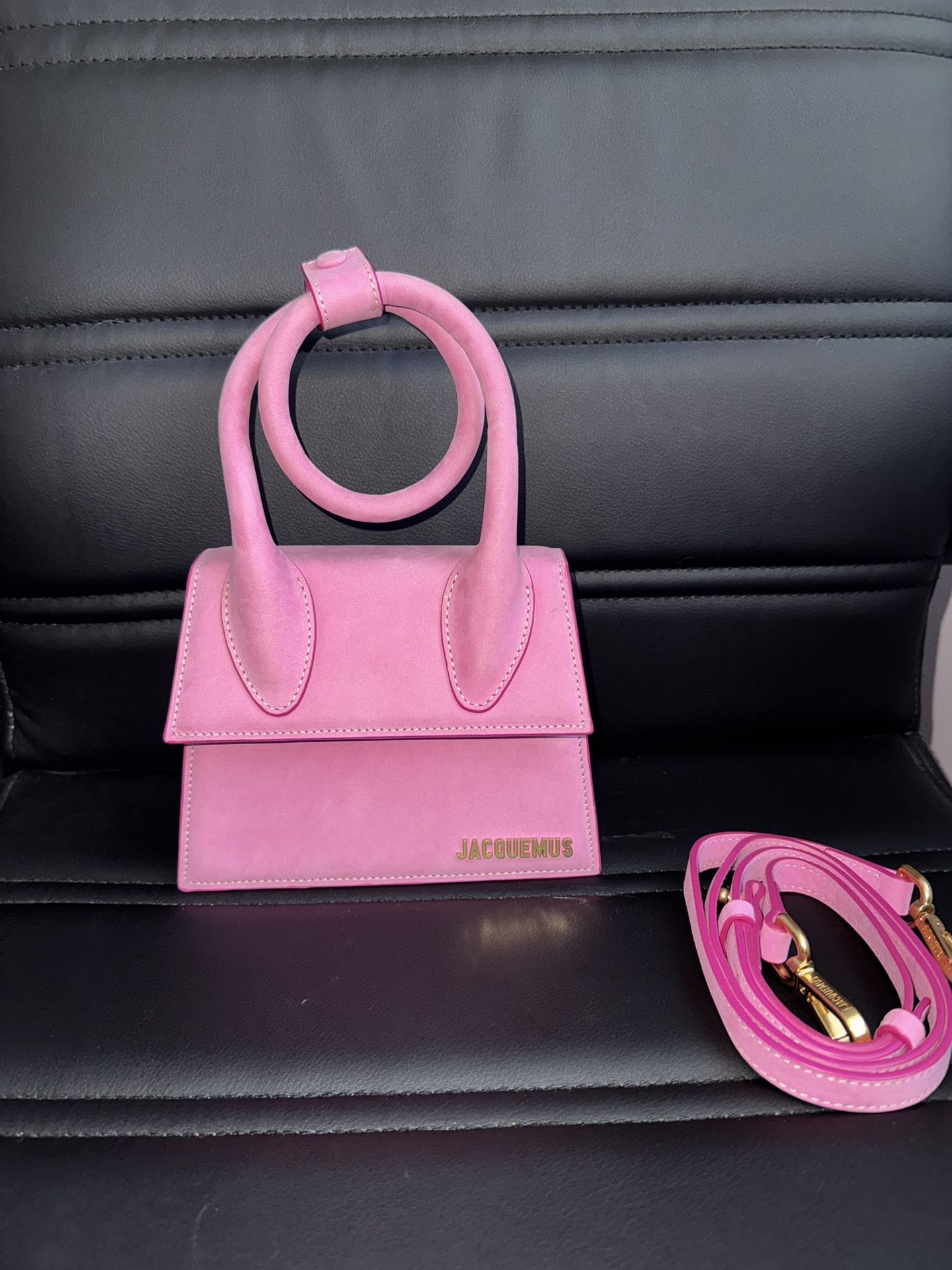 Jacquemus Pink Suede Le Chiquito Noeud Bag