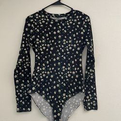 Mangopop Black/White Floral Bodysuit