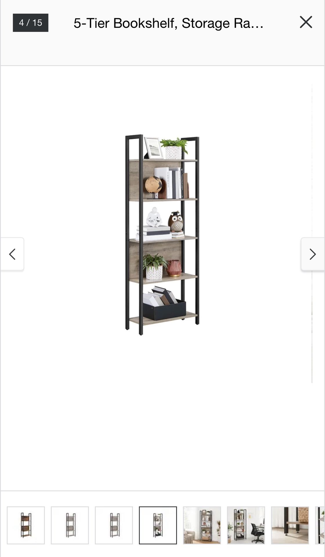 5-Tier Bookshelf, Storage Rack Shelf, Bookcase with 5 Shelves, Steel Frame $60