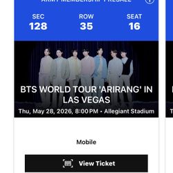 4 BTS Tickets  May 28 , 2026
