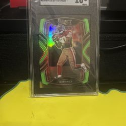 SGC 10 Jerry Rice Panini Select Neon Green Prizm Card