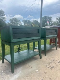 Green Solid Wood Nightstand Set of Two can deliver!
