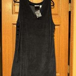 New ERIKA Studio Black Velveteen Jumper Dress Pullover size Small