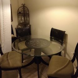 GLASS & MAHOGANY TABLE W/ 4 CHAIRS $250 OBO