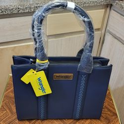 Wrangler Large Navy Bule, Whipstitch, PU Leather, Tote/crossbody Bag 