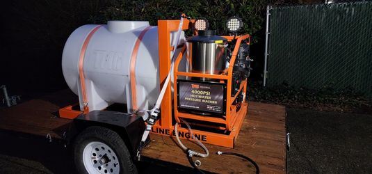 4000 PSI Hot Water Pressure Washer with 245 Gallon Water Tank, 14 HP Kohler Engine, Electric Start, Oil Fired, Triplex Plunger Pump