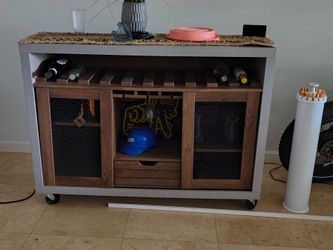 Solid Wood Bar Cabinet / Wine Bar - Heavy Duty - Excellent Condition!!
