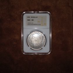 1891 Morgan MS 68 Silver Dollar.