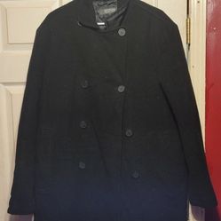 Reaction By Kenneth Cole Charcoal Wool Pea Coat Double Breasted Woman’s 