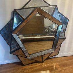 Antiqued Wisteria Geometric Mirror