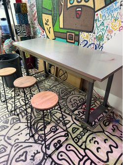 Large Metal Steel Welded Work Table with stools VERY NICE CUSTOM DESIGN