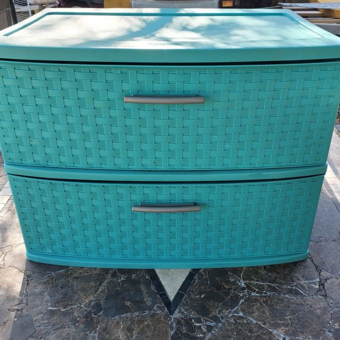 Sterilite 2 Drawer Wide Weave Drawer Tower Classic Mint Plastic Drawers