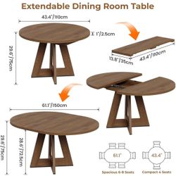 ❤️‍🔥 Extendable Round Dining Table for 4-8,