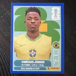 2026 Panini World Cup Sticker Vinicius Junior Blue Parallel Brazil # 14