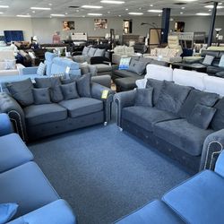 Dark Grey Sofa and Loveseat