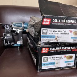 Makita Roofing Nail Gun With Roofing Nails