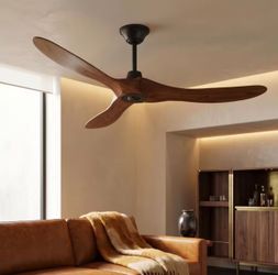 60 in. 6-Speed Indoor/Outdoor 3-Solid Wood Blades Propeller Ceiling Fan in Brown with Remote Control