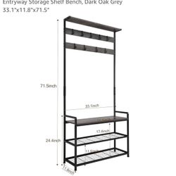 Hall Tree (coat & shoe rack) With Bench