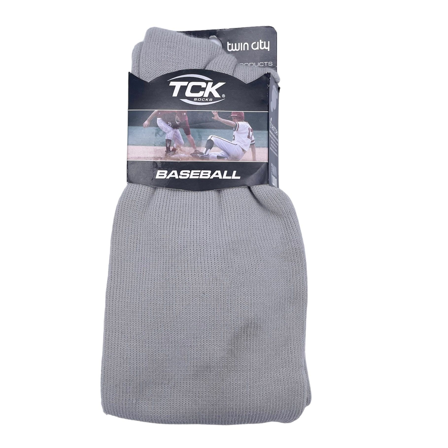 TCK baseball knit gray socks Size Medium- New