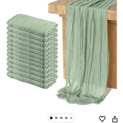 Cheesecloth Table Runners Sage Green