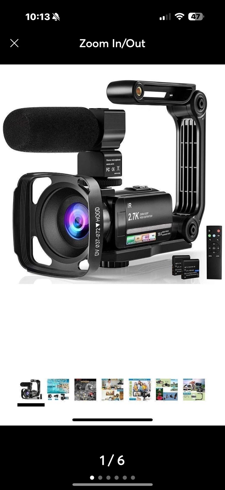 Video Camera Camcorder Digital Youtube Vlogging Camera, 2.7K Full HD 36MP/30FPS, IR Night Vision, 3.0" IPS Touch Screen, 16X Digital Zoom, Video Camco