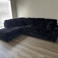 Corduroy Comfy Sectional (Black)