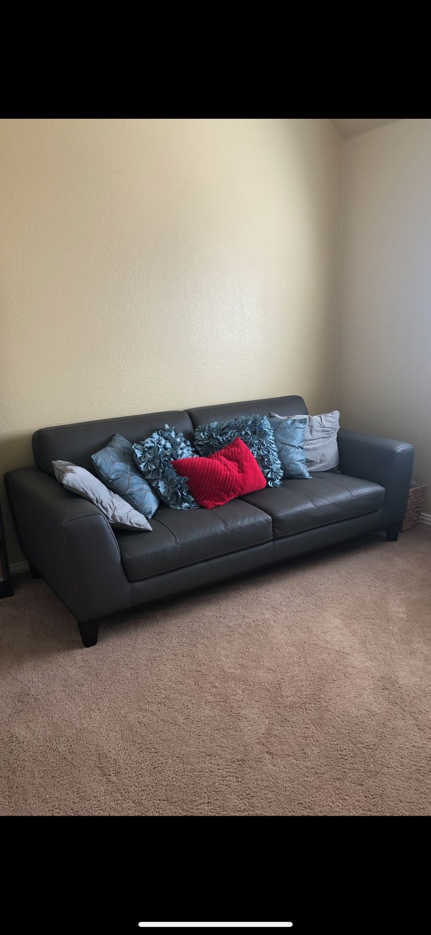 Gray Leather Sofa