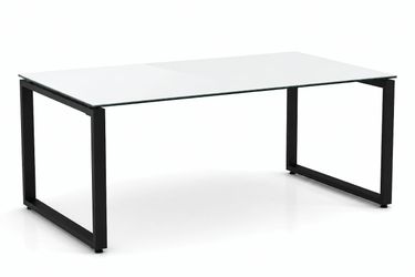 Modern White Glass Office Desks with O-Leg Base – New in Box – From $500 📦 Florida