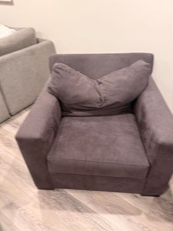 Gray Upholstered Accent Chair with Cushions